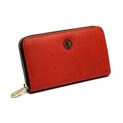 Damen Geldbörse aus veganem Korkleder Groß, Frauen Portemonnaie mit RFID-Schutz, Vegan Wallet, Kork Brieftasche nachhaltig (Rot) von Locklair