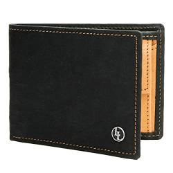 Locklair Sleek Wallet aus veganem Papierleder, Flache Geldbörse für Männer mit RFID-Schutz, Portemonnaie dünn und nachhaltig (Schwarz/Hellbraun) von Locklair