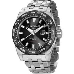 Locman Herren-Armbanduhr 46mm Armband Edelstahl Automatik 0215V1-0KBKNKBR0 von Locman