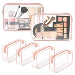 Locmeo 6 Stück transparente Make-up-Tasche klare Kulturbeutel PVC wasserdicht tragbare Make-up Reisetasche transparente Kosmetiktasche mit Reißverschluss für Frauen Männer Flughafen Reisen Urlaub von Locmeo