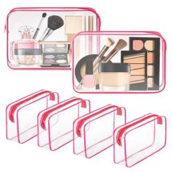 Locmeo 6 Stück transparente Make-up-Tasche klare Kulturbeutel PVC wasserdicht tragbare Make-up Reisetasche transparente Kosmetiktasche mit Reißverschluss für Frauen Männer Flughafen Reisen Urlaub von Locmeo