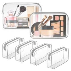 Locmeo 6 Stück transparente Make-up-Tasche klare Kulturbeutel PVC wasserdicht tragbare Make-up Reisetasche transparente Kosmetiktasche mit Reißverschluss für Frauen Männer Flughafen Reisen Urlaub von Locmeo