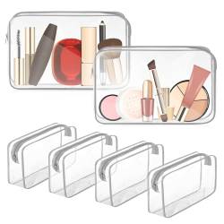 Locmeo 6 Stück transparente Make-up-Tasche klare Kulturbeutel PVC wasserdicht tragbare Make-up Reisetasche transparente Kosmetiktasche mit Reißverschluss für Frauen Männer Flughafen Reisen Urlaub von Locmeo