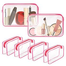 Locmeo 6 Stück transparente Make-up-Tasche klare Kulturbeutel PVC wasserdicht tragbare Make-up Reisetasche transparente Kosmetiktasche mit Reißverschluss für Frauen Männer Flughafen Reisen Urlaub von Locmeo