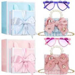 Locmeo Geldbörse für kleine Mädchen Mini Bowknot Crossbody Geldbörse und Handtaschen mit Sonnenbrille Geschenkboxen Set für Mädchen Ostergeschenk, Pink / Blau, Einheitsgröße, Niedlich von Locmeo