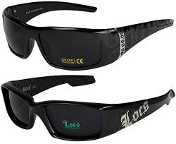 2er Locs Herren Damen Männer Frauen Unisex Sonnenbrillen Motorradbrille Motorradsonnenbrille Sportbrille Radbrille - 1x OG 2003 schwarz und 1x Locs 9052 schwarz - Modell 01 + 07 - von Locs