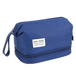 Lodokdre Frauen Doppel Kulturbeutel GeschäFtsreisen Kosmetik Organizer Make-Up Tasche Kulturbeutel Waschbeutel Blau von Lodokdre