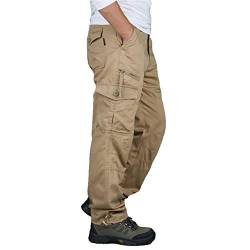 Loeay Herren Cargo Combat Hose Arbeitshose Frühling Herbst Gerade Lange Army Hose Casual Streetwear Tactical Pants Plus Size Khaki L von Loeay