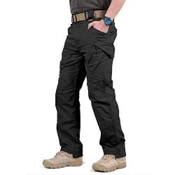 Loeay Herren Kampfhose City Military Tactical Cargo Pants Swat Army Hose Lässige Multi Pockets Stretch Outdoor Wanderhose Schwarz L von Loeay