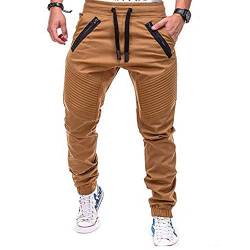 Loeay Mens Slim Fit Hosen Trainingsanzug Bottoms Skinny Joggers Männer Casual Cargo Regular Hosen Trainingshose Loose Fit Khaki XXXL von Loeay