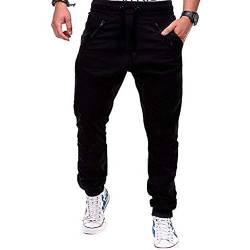 Loeay Mens Slim Fit Hosen Trainingsanzug Bottoms Skinny Joggers Männer Casual Cargo Regular Hosen Trainingshose Loose Fit Schwarz XXXL von Loeay