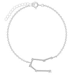 Löb Damen Armband 925 Silber Sternzeichen Zwillinge Stern Glitzer Zirkonia Stein Flach Schlicht Dünn Zart Schmal von Löb