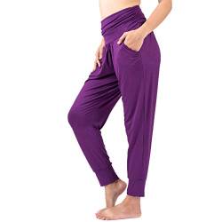 LOFBAZ Yoga Sweatpants mit Taschen Workout Jogginghose Lounge Haremshose, Violett, S von Lofbaz