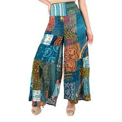 Lofbaz Damen Patchwork Breites Bein Palazzo Hose Yoga Lounge Hippie Harem Fließende Hose Junioren Damen Reisen Vertuschen Beachwear Patchwork Grün XL von Lofbaz