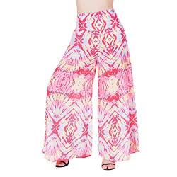 Lofbaz Damen Weites Bein Palazzo Hose Yoga Lounge Hippie Harem Fließende Hose Frauen Sommerstrand Tanzen Bequem Reíse Pastell Tie Dye Rot S von Lofbaz