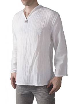 Lofbaz Herren Thai V-Neck T-Shirt Long Sleeve Weiß M von Lofbaz