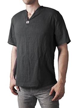 Lofbaz Herren Thai V-Neck T-Shirt Short Sleeve Schwarz 2XL von Lofbaz