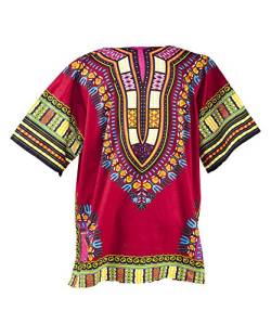 Lofbaz - Unisex Dashiki - Traditionelles Oberteil mit afrikanischem Druck S Burgund von Lofbaz