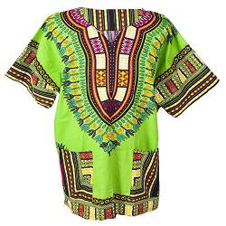 Lofbaz - Unisex Dashiki - Traditionelles Oberteil mit afrikanischem Druck XS Light Grün von Lofbaz