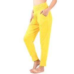 Lofbaz Yogahosen für Damen Workout Gamaschen Mädchen Teen Schweißjogger Damenbekleidung Jogginghosen Haremshosen Pyjamas Gelb 4XL von Lofbaz