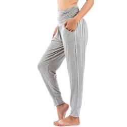 Lofbaz Yogahosen für Damen Workout Gamaschen Mädchen Teen Schweißjogger Damenbekleidung Jogginghosen Haremshosen Pyjamas - Grau Melange - L von Lofbaz