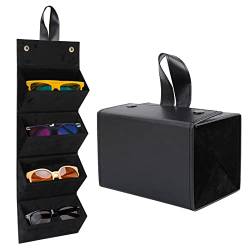 LogHog Sonnenbrillen-Organizer, 4 Fächer, Reise-Brillenetui, Muttertagsgeschenke, faltbar, mehrere Paare, Brillenaufbewahrungsbox, zum Aufhängen von Brillen, Z-4slots-schwarz, Large von LogHog