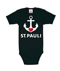 Logoshirt® Anker I St. Pauli I Baby Body Print I Kurzarm I Kleinkind I Mädchen & Jungen I schwarz I Lizenziertes Originaldesign I Größe 98/104 von Logoshirt