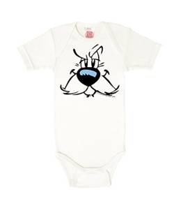 Logoshirt® Asterix der Gallier I Idefix I Gesicht I Baby Body Print I Kurzarm I Kleinkind I Mädchen & Jungen I Weiss I Lizenziertes Originaldesign I Größe 50/56 von Logoshirt