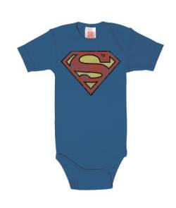Logoshirt® DC Comics I Superman I Logo I Baby Body Print I Kurzarm I Kleinkind I Mädchen & Jungen I blau I Lizenziertes Originaldesign I Größe 50/56 von Logoshirt