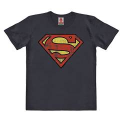 Logoshirt®️ DC Comics I Superman I Logo I Bio T-Shirt Print I Kinder I Mädchen & Jungen I kurzärmlig I blau-grau I Lizenziertes Originaldesign I Größe 164 von Logoshirt