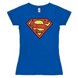 Logoshirt® DC Comics I Superman I Logo I T-Shirt Print I Damen I kurzärmlig I blau I Lizenziertes Originaldesign I Größe M von Logoshirt