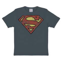 Logoshirt® DC Comics I Superman I Logo I T-Shirt Print I Kinder I Mädchen & Jungen I kurzärmlig I blau-grau I Lizenziertes Originaldesign I Größe 122/128 von Logoshirt
