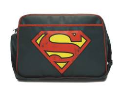 Logoshirt® DC I Superman I Logo I Umhängetasche I Schultertasche I Retro-Sporttasche I Kunstleder I Querformat I blau I Lizenziertes Originaldesign von Logoshirt