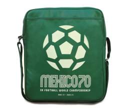 Logoshirt® Fußball WM I Mexico 70 I Umhängetasche I Schultertasche I Retro-Sporttasche I Kunstleder I Hochformat I grün I Lizenziertes Originaldesign von Logoshirt