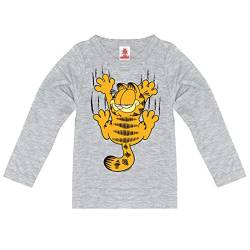 Logoshirt® Garfield I Kater Garfield I Langarmshirt Print I Kinder I Mädchen & Jungen I grau-meliert I Lizenziertes Originaldesign I Größe 140 von Logoshirt