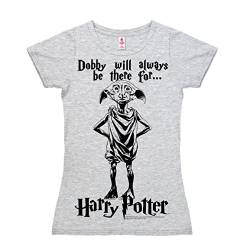 Logoshirt® Harry Potter I Dobby Will Always Be There I T-Shirt Print I Damen I kurzärmlig I grau-meliert I Lizenziertes Originaldesign I Größe M von Logoshirt