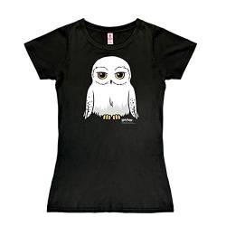 Logoshirt® Harry Potter I Eule I Hedwig I T-Shirt Print I Damen I kurzärmlig I schwarz I Lizenziertes Originaldesign I Größe L von Logoshirt