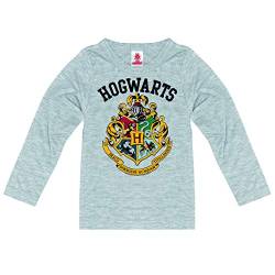 Logoshirt® Harry Potter I Hogwarts I Wappen I Logo I Langarmshirt Print I Kinder I Mädchen & Jungen I grau-meliert I Lizenziertes Originaldesign I Größe 152 von Logoshirt