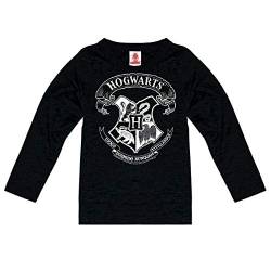 Logoshirt® Harry Potter I Hogwarts I Wappen I Logo Weiss I Langarmshirt Print I Kinder I Mädchen & Jungen I schwarz I Lizenziertes Originaldesign I Größe 152 von Logoshirt