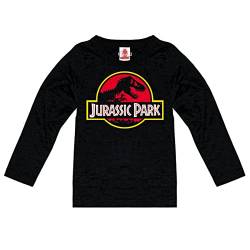 Logoshirt® Jurassic Park I T-Rex I Logo I Langarmshirt Print I Kinder I Mädchen & Jungen I schwarz I Lizenziertes Originaldesign I Größe 152 von Logoshirt