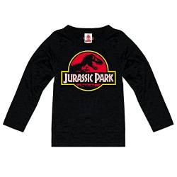 Logoshirt® Jurassic Park I T-Rex I Logo I Langarmshirt Print I Kinder I Mädchen & Jungen I schwarz I Lizenziertes Originaldesign I Größe 116 von Logoshirt
