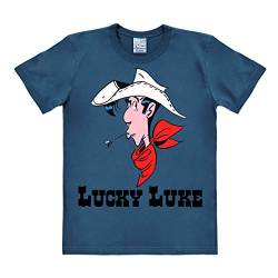 Logoshirt® Lucky Luke I Portrait I T-Shirt Print I Damen & Herren I kurzärmlig I blau I Lizenziertes Originaldesign I Größe 4XL von Logoshirt