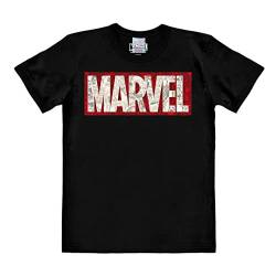 Logoshirt® Marvel Comics I Marvel Logo I Comic Block I T-Shirt Print I Damen & Herren I kurzärmlig I schwarz I Lizenziertes Originaldesign I Größe S von Logoshirt