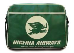 Logoshirt® Nigeria Airways I Logo I Umhängetasche I Schultertasche I Retro-Sporttasche I Kunstleder I Querformat I grün I Lizenziertes Originaldesign von Logoshirt