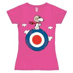 Logoshirt® Peanuts I Snoopy I Pilot I Target I T-Shirt Print I Damen I kurzärmlig I pink I Lizenziertes Originaldesign I Größe M von Logoshirt