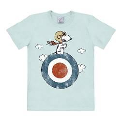 Logoshirt® Peanuts I Snoopy I Pilot I Target I T-Shirt Print I Damen & Herren I kurzärmlig I hellblau I Lizenziertes Originaldesign I Größe S von Logoshirt