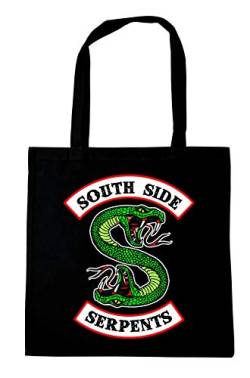 Logoshirt® Riverdale I South Side Serpents I wiederverwendbare Tasche I Stofftasche I Baumwolltasche I bedruckt I 100% Baumwolle I mit langen Tragegriffen I schwarz I lizenziertes Originaldesign von Logoshirt