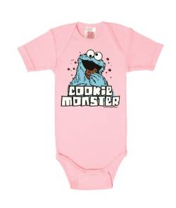 Logoshirt® Sesamstrasse I Krümelmonster I Cookie Monster I Baby Body Print I Kurzarm I Kleinkind I Mädchen & Jungen I pink I Lizenziertes Originaldesign I Größe 86/92 von Logoshirt