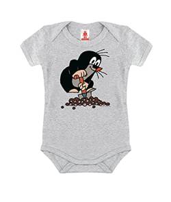 Logoshirt® TV I Der kleine Maulwurf I Hügel I Baby Body Print I Kurzarm I Kleinkind I Mädchen & Jungen I grau I Lizenziertes Originaldesign I Größe 50/56 von Logoshirt