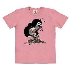 Logoshirt®️ TV I Der kleine Maulwurf I Hügel I Bio T-Shirt Print I Kinder I Mädchen & Jungen I kurzärmlig I rosa I Lizenziertes Originaldesign I Größe 104 von Logoshirt